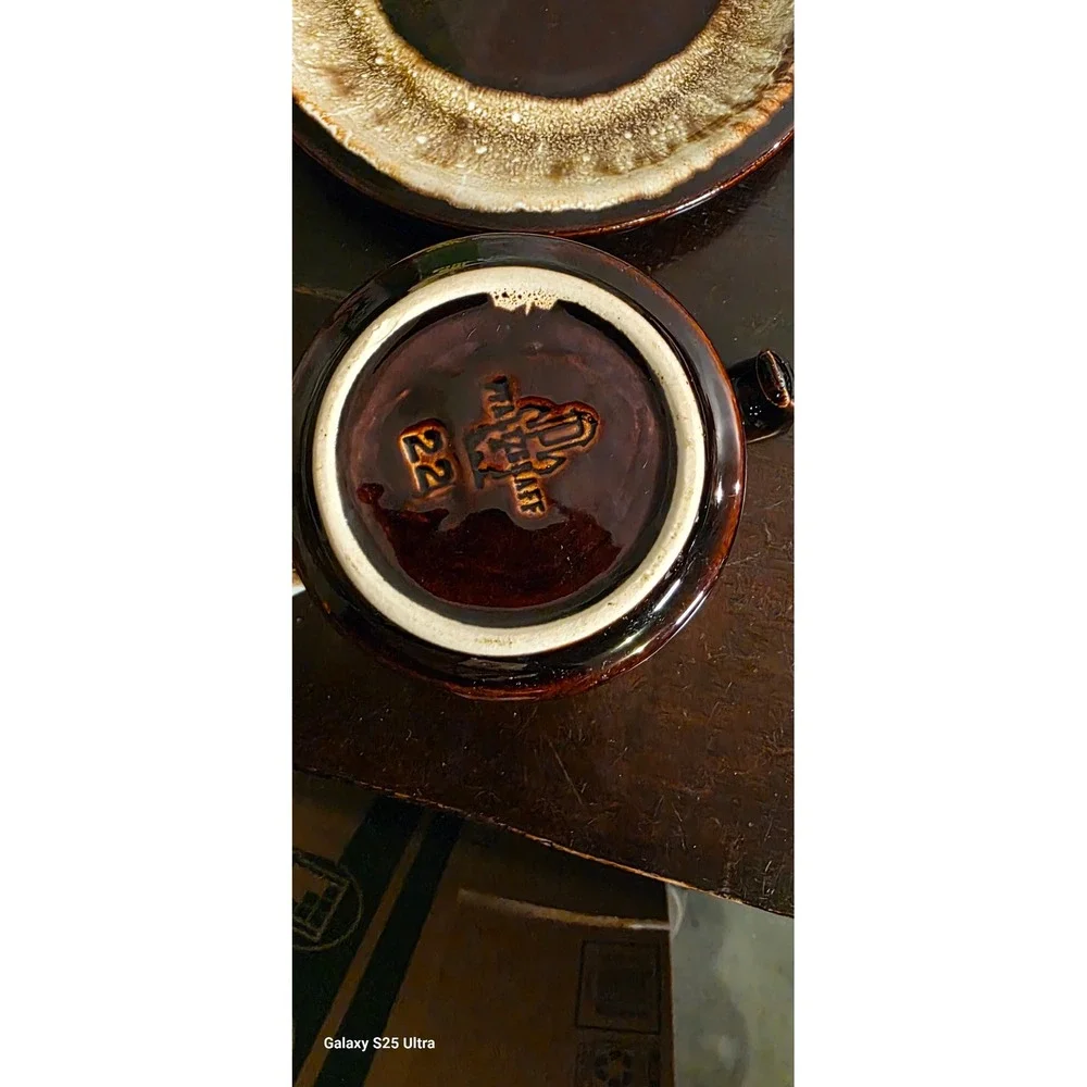 Vintage Pfaltzgraff Creamer and Sugar Set Brown Village Drip Glazed READ‎